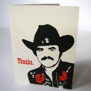 Burt Reynolds letterpressed Thank You