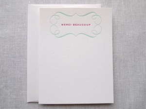 Merci Beaucoup Letterpress Stationery - Set of 6 Flat Notes