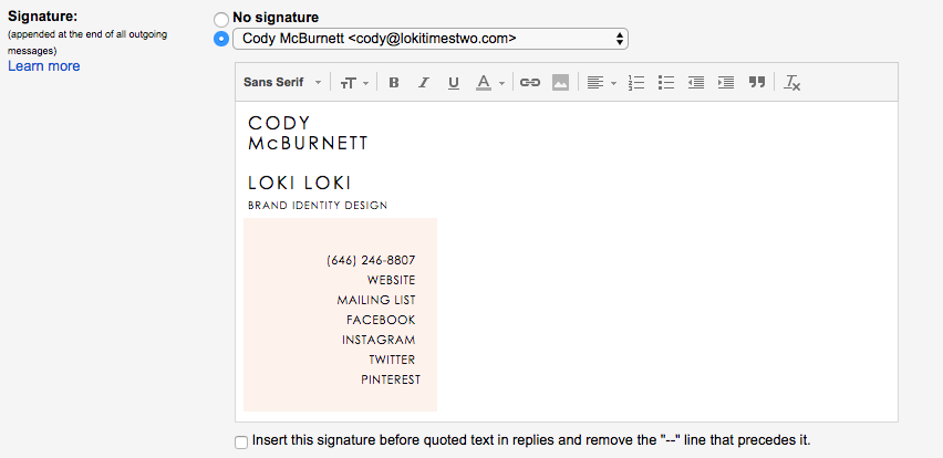 how to create custom email signature in gmail