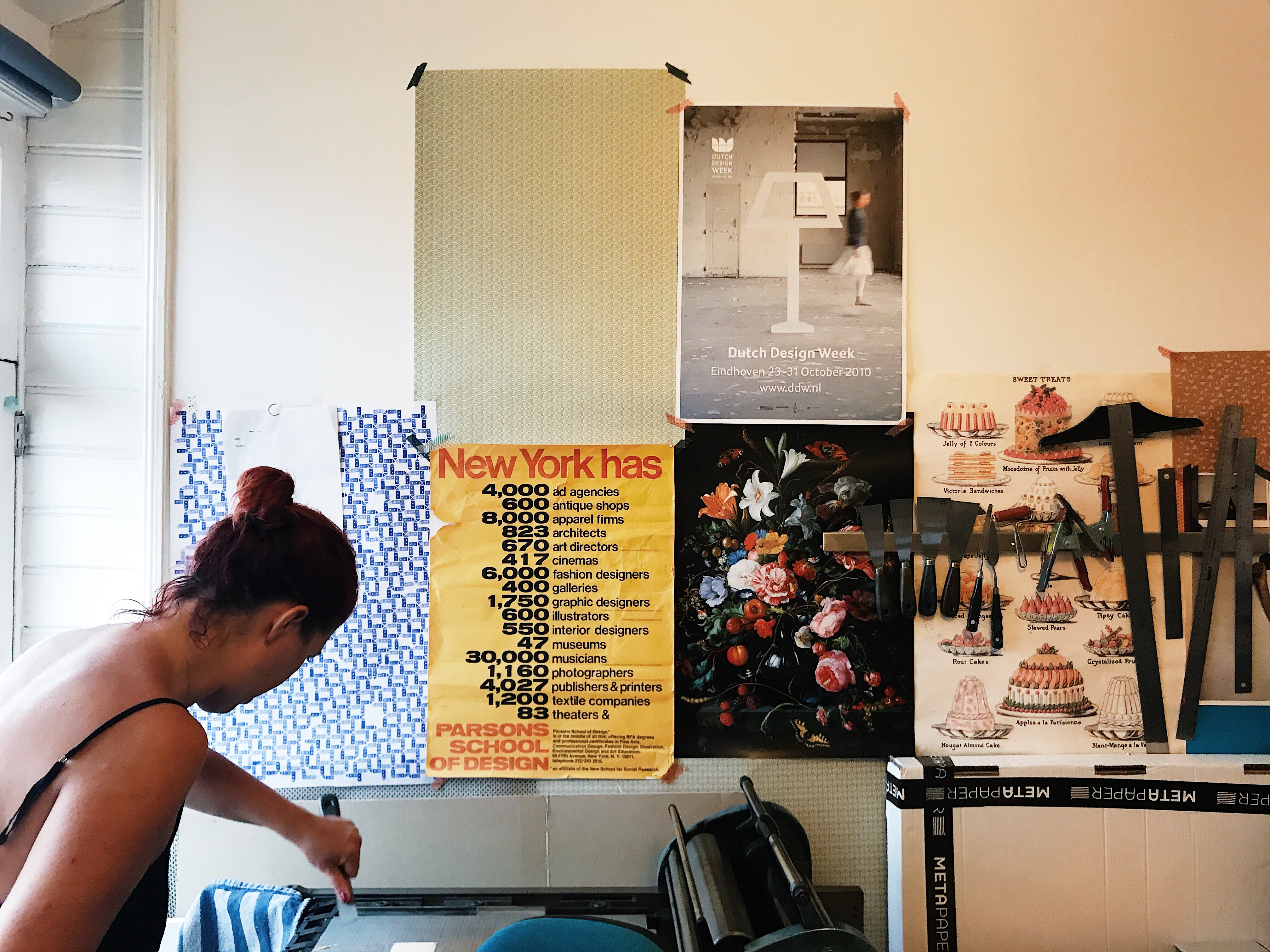 Anna Savoie in her letterpress studio in The Hague